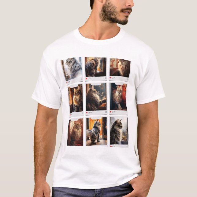 Camiseta Gatos sentaram-se à janela (Frente)