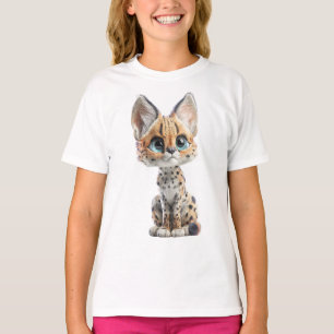 Camiseta Gatos Serval Malhados de Olhos Grandes Fofos para