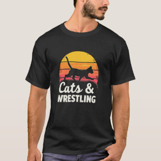 Camiseta Gatos & Silhueta Divertida de Luta Livre