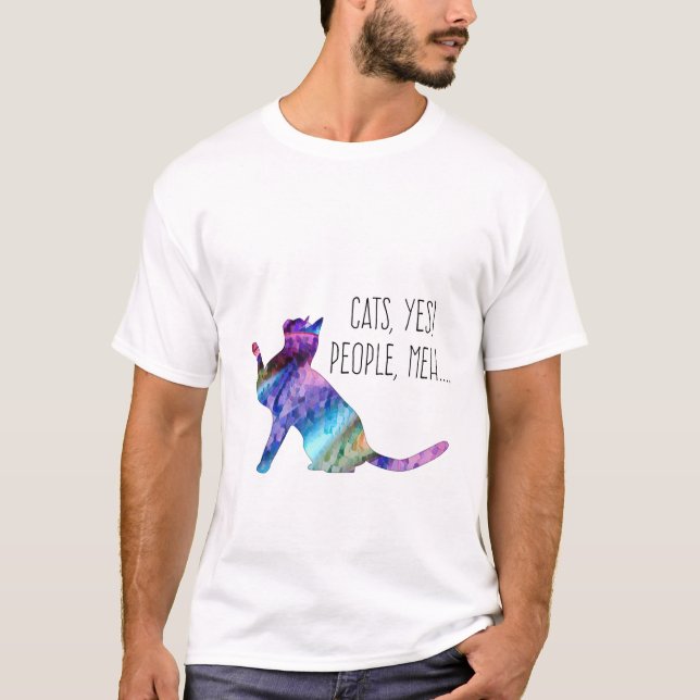 Camiseta Gatos, Sim Pessoas, Meh... (Frente)