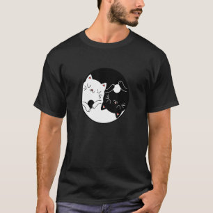 Camiseta Gatos-símbolo yoga branco preto yin e yang