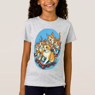 Camiseta Gatos Skatistas em Movimento