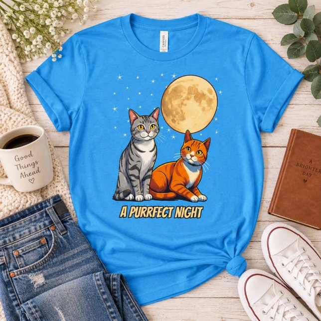 Camiseta Gatos sob uma Lua Dourada (Criador carregado)