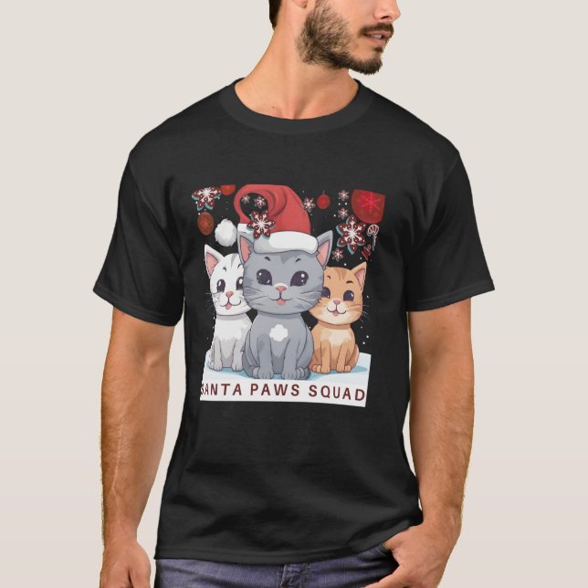 Camiseta Gatos sorridentes bonitos vestindo férias de Papai (Frente)