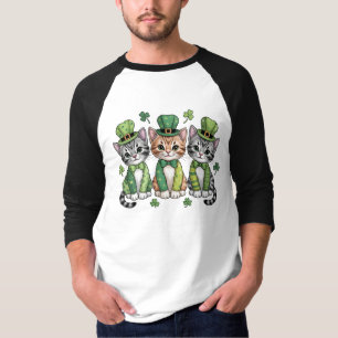 Camiseta Gatos sortudos do dia de São Patrício-47474