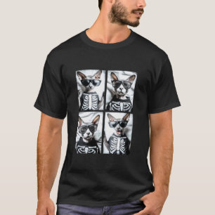 Camiseta Gatos Sphynx com Óculos de Sol Fantasia de Esquele