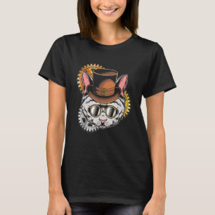 Camiseta Gatos Steampunk Hat Mecânicos Retro-Olhos Steampun