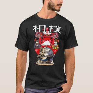 Camiseta Gatos Sumô Lutadores Cultura Japonesa Vintage Sumo