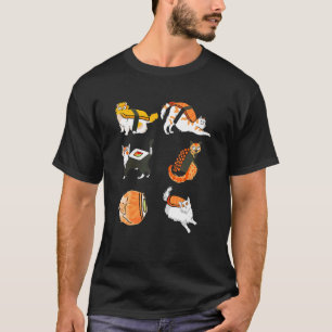 Camiseta Gatos Sushi Cozinha Japonesa Peixe Asiático Salmão