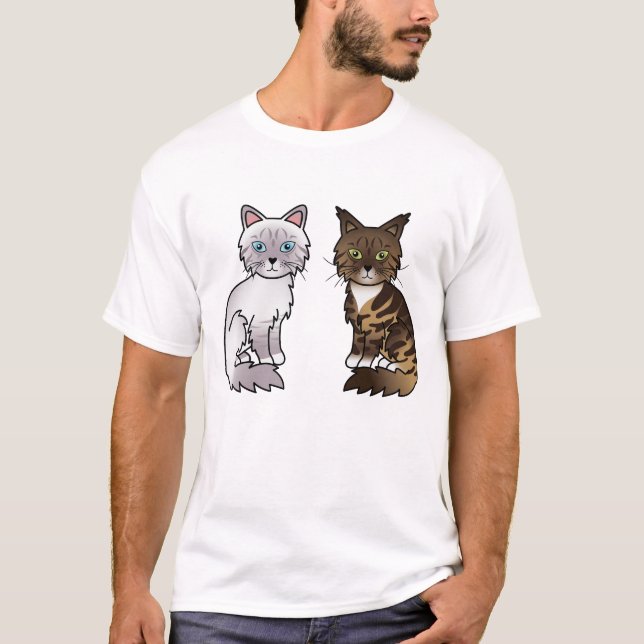 Camiseta Gatos Tabby Lilás e Marrom (Frente)