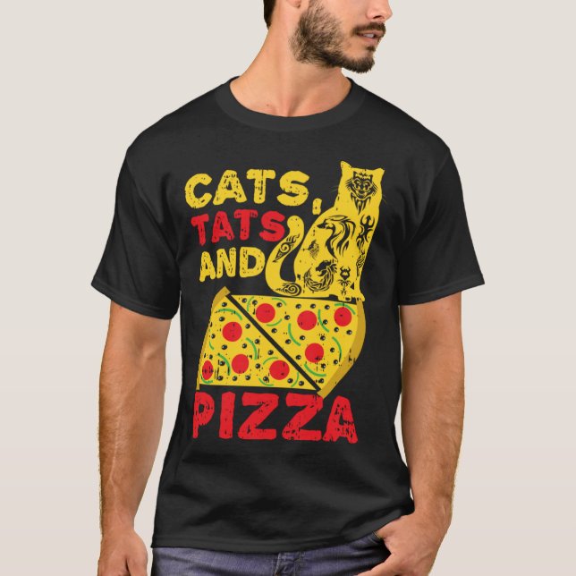 Camiseta Gatos Tatuagens e Pizza (Frente)