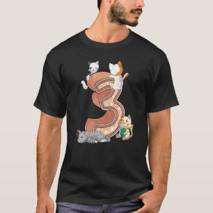 Camiseta Gatos Terceiro 3º Festa de Aniversário Três 3 Anos