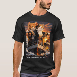 Camiseta Gatos Titanic Engraçado Romântico Paródia Adorável