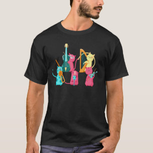 Camiseta Gatos Toca Instrumentos Músico Animal Engraçado