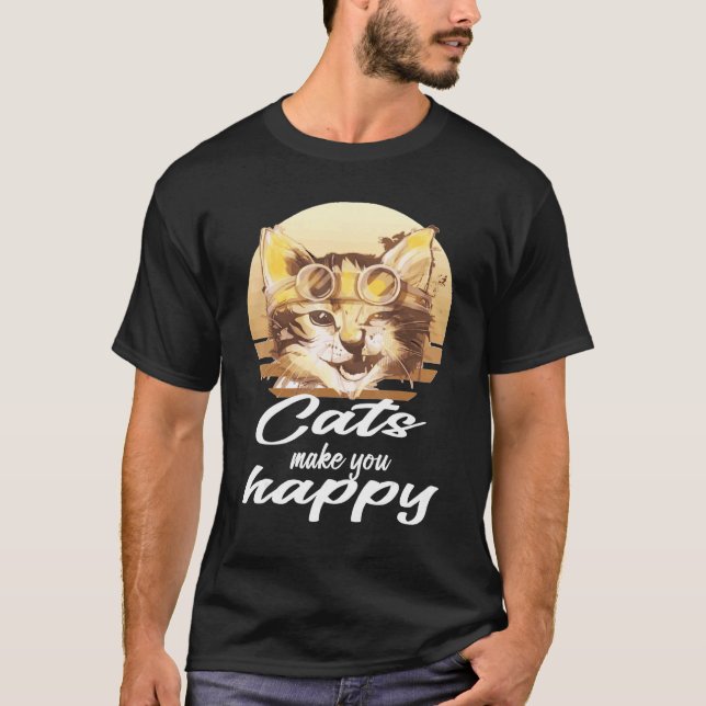 Camiseta Gatos tornam você feliz (Frente)