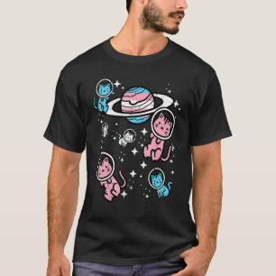 Camiseta Gatos Trans no Espaço Orgulho Transgênero Transexu