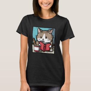 Camiseta Gatos Tratam Lover Kitten Pet Book Reader Bookworm