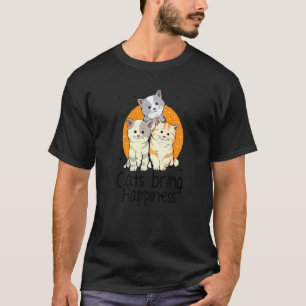 Camiseta Gatos Trazem Felicidade Proprietário de Gatos Trei