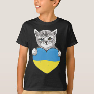 Camiseta Gatos Ucranianos Ucrânia Bandeira da Ucrânia Coraç