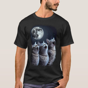Camiseta Gatos Uivando Para A Lua Gato American Shorthair