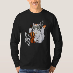 Camiseta Gatos Vestindo Óculos De Sol Tocando Violin Viola