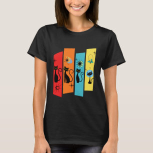 Camiseta Gatos Vintage Retro Olhar Moderno de Meados do Séc