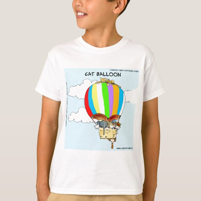 Camiseta Gatos Voadores Desenho Animado Divertido (Frente)
