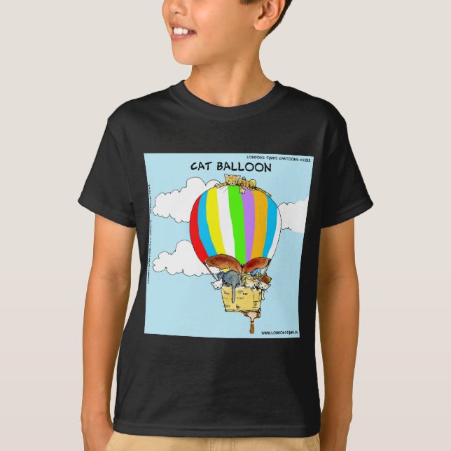 Camiseta Gatos Voadores Desenho Animado Divertido (Frente)