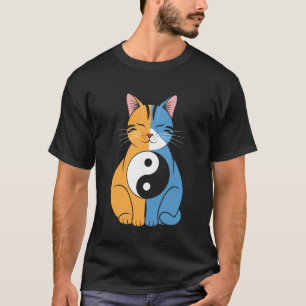 Camiseta Gatos Yin e Yang Chineses Fofos e Adoráveis Engraç