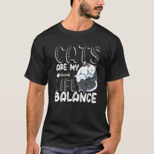 Camiseta Gatos Yin E Yang Equilíbrio Da Vida Gato Fofo 1