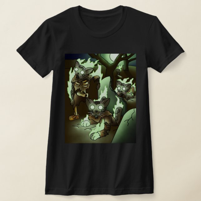 Camiseta Gatos Zombie do Halloween (Postura )