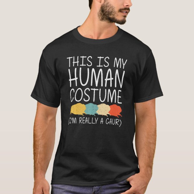 Camiseta Gaur Halloween Figurino Humano Indiano Bison Ox Ea (Frente)