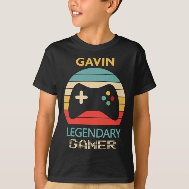 Camiseta Gavin Name Gift - Gamer Legendário Personalizado (Frente)
