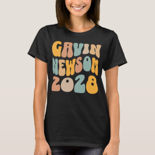 Camiseta Gavin Newsom 2028 Para O Texto Do Presidente Wavy