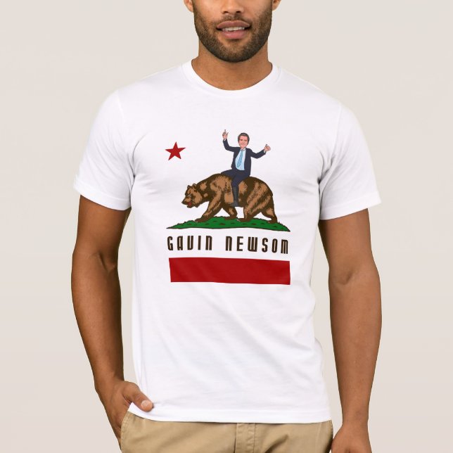 Camiseta Gavin Newsom California Flag and Bear (Frente)
