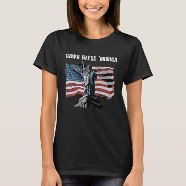 Camiseta Gawd Bless Murica 4th of July Memes Fourth of July (Frente)