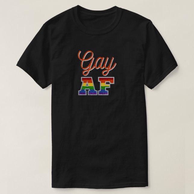 Camiseta Gay AF Laranja Arco-Íris Brilhante Laranja (Frente do Design)