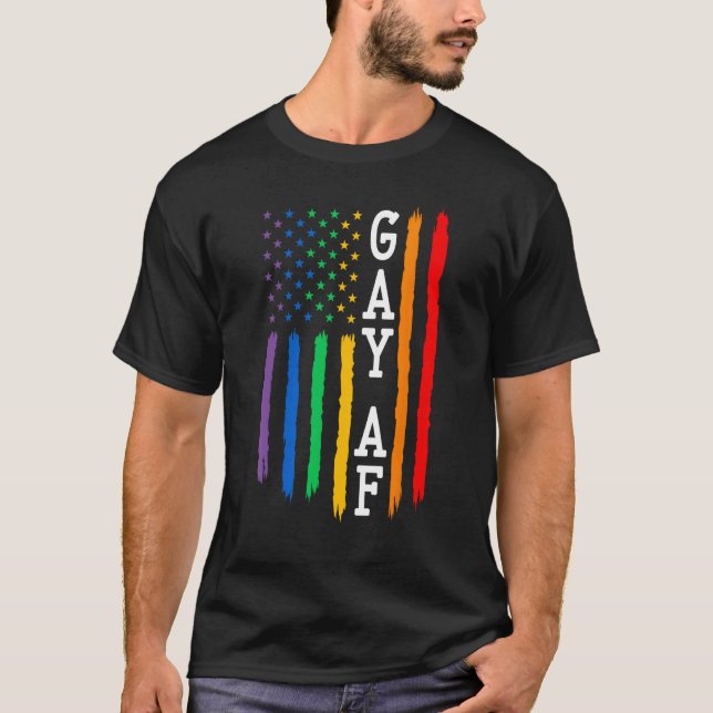 Camiseta Gay AF Pride American Flag   LGBTQ Gay Pride Month (Frente)