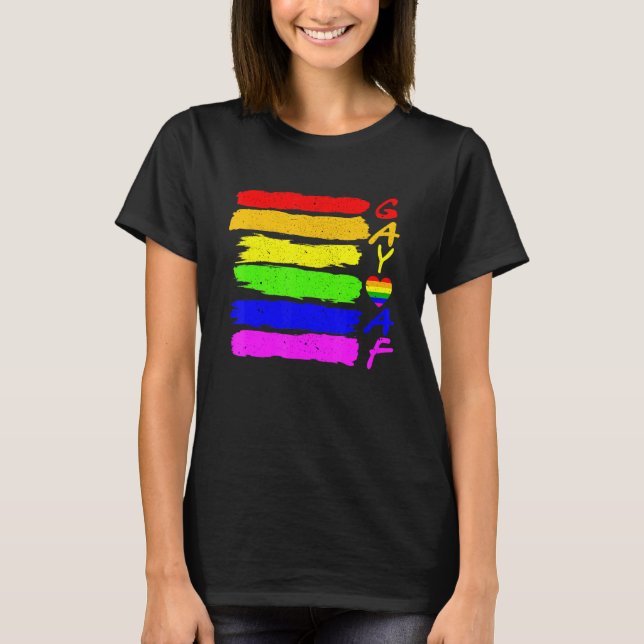 Camiseta Gay Af Pride Mês Lgbt Lgbtq Sinalizador Rainbow Gr (Frente)