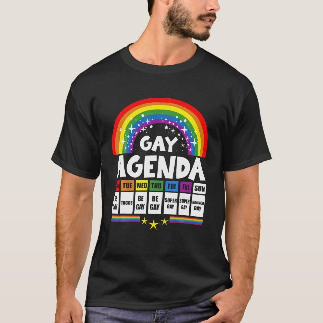 Camiseta Gay Agenda Engraçada Orgulho da Fila Gift Lésbica  (Frente)