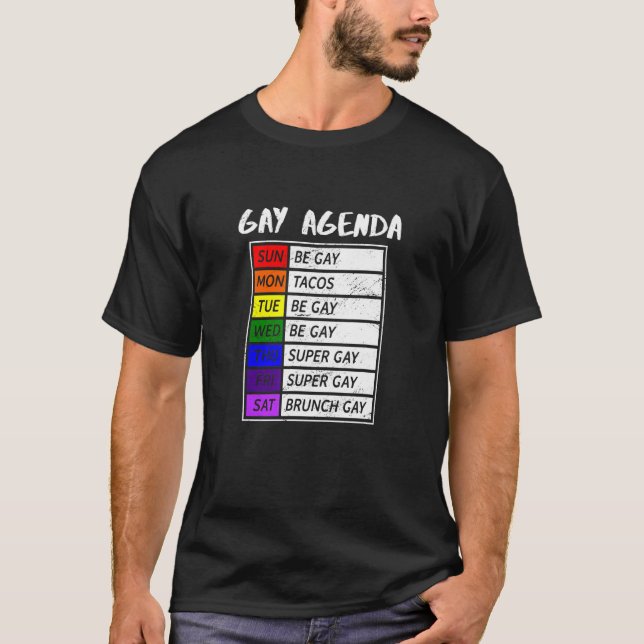 Camiseta Gay Agenda Pride Mês Orgulho gay de Sinalizador Lg (Frente)