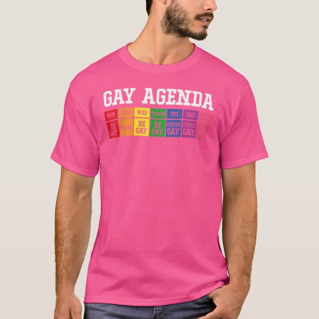 Camiseta Gay Agenda T-Shirt Pride Love LGBT Tee (Frente)
