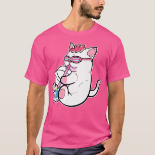 Camiseta Gay Anime Gato Garota Bubble Tea Manga Figura Boba
