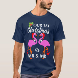 Camiseta Gay Casais Primeiro Natal Como Sr & Sr. Gráfico