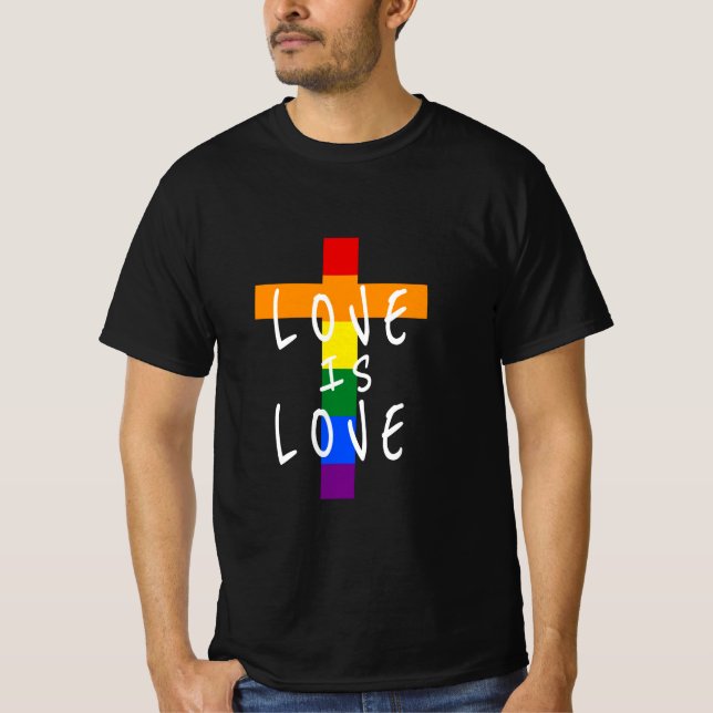 Camiseta Gay Christian LGBT - Pride Cross God (Frente)