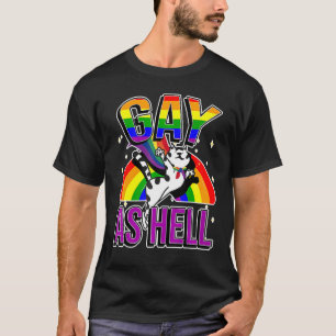 Camiseta Gay Como Inferno Rainbow Cat Pride Lgbt