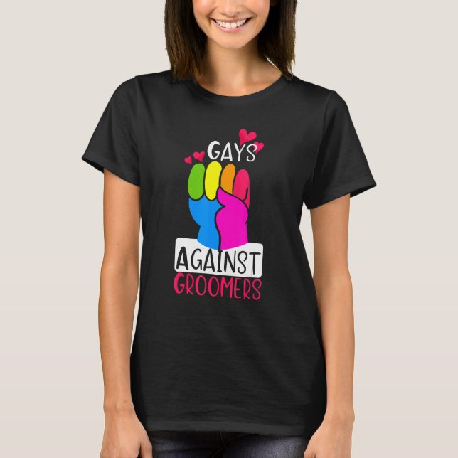 Camiseta Gay Contra Cães Gradien Groom Não Crianças (Frente)