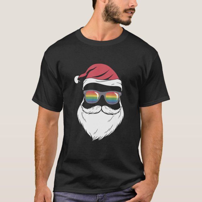 Camiseta Gay de Presente de Orgulho de Papais noeis LGBT (Frente)
