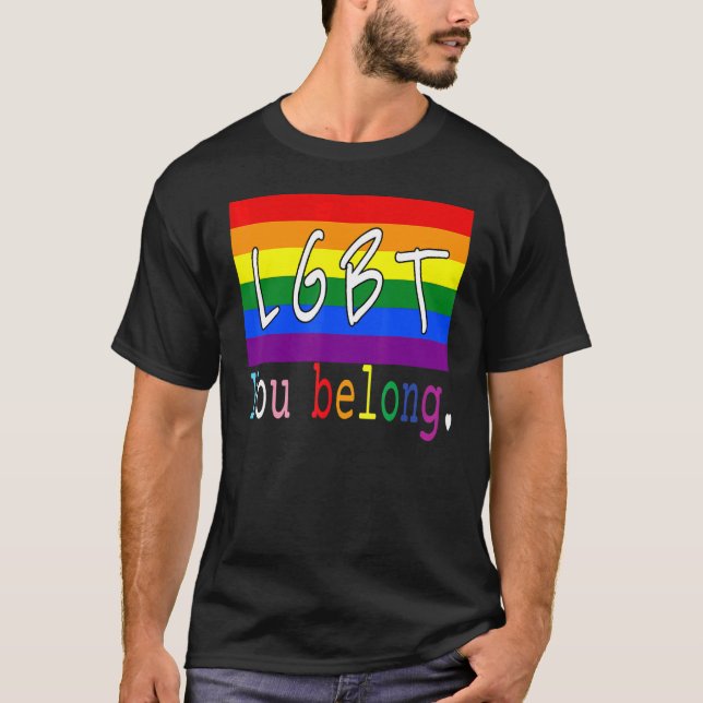 Camiseta Gay de Sinalizador Lgbt Você Pertence Ao Orgulho M (Frente)