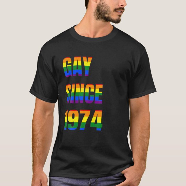 Camiseta Gay desde 1974 É O Meu Belo Gi LGBT de Aniversário (Frente)